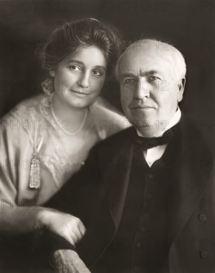 Portrait of Mina Edison and Thomas Alva Edison, c. 1908, digitally edited