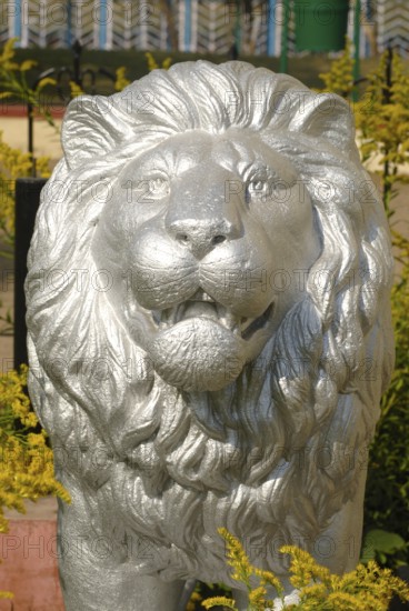 Statue of lion painted in silver color at memorial of armed freedom fighters from year 1857-1947 at