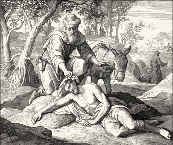 Parable of the Good Samaritan, New Testament, by Julius Schnorr von Carolsfeld, 1860