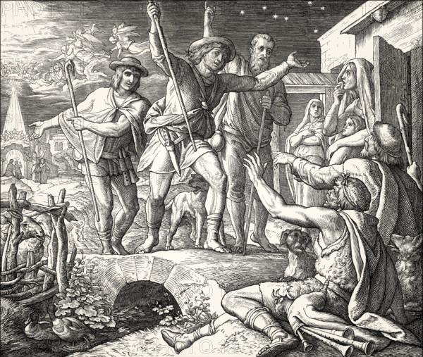Shepherds spreading the good news, birth of the messiah, by Julius Schnorr von Carolsfeld