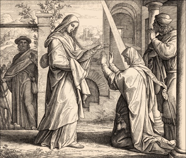The Visitation, the visit of Blessed Virgin Mary to St. Elizabeth, by Julius Schnorr von Carolsfeld