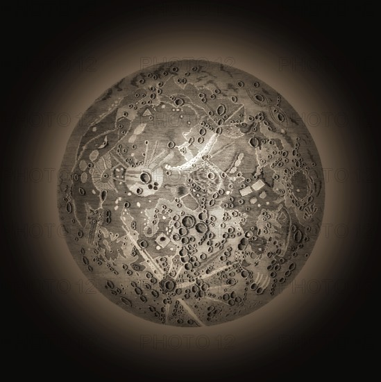 Map of the moon, after Chérubin d'Orléans (1613-1697), French scientific instrument maker
