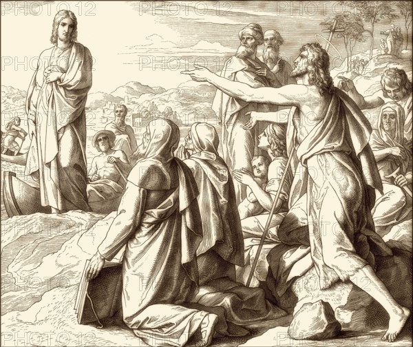 Witness of John the Baptist, New Testament, by Julius Schnorr von Carolsfeld, 1860