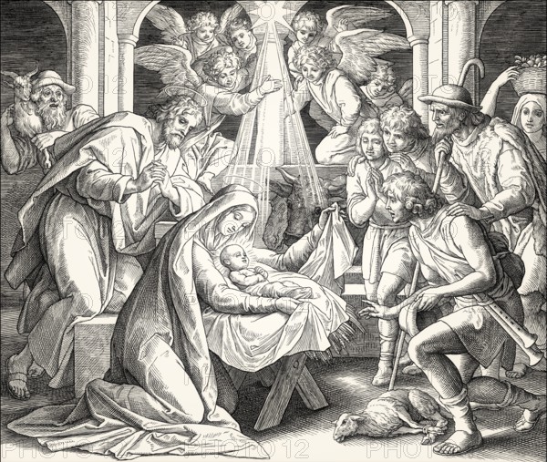 The birth of Jesus Christ, by Julius Schnorr von Carolsfeld
