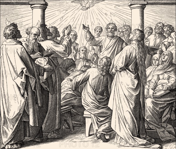 Pentecost, the descent of the Holy Spirit upon the Apostles, by Julius Schnorr von Carolsfeld, 1860