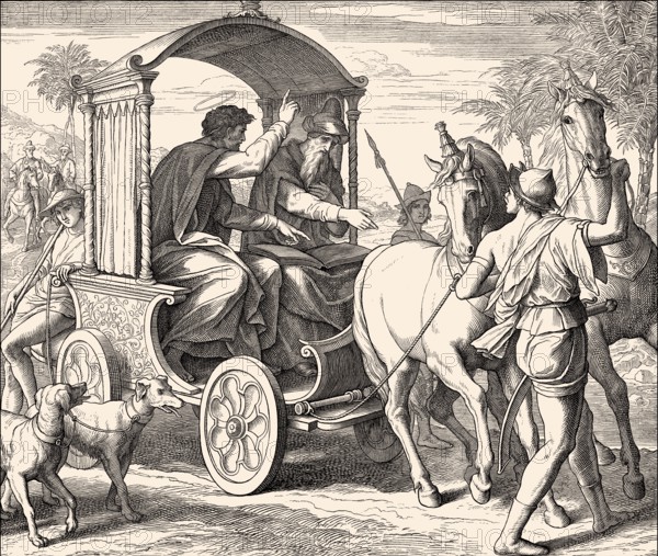 Philip the Evangelist and the Ethiopian Eunuch, New Testament, by Julius Schnorr von Carolsfeld,