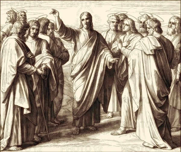 Jesus Sends out the Twelve Disciples, New Testament, by Julius Schnorr von Carolsfeld, 1860