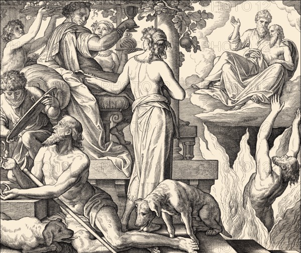 The parable of the rich man and Lazarus, New Testament, by Julius Schnorr von Carolsfeld, 1860