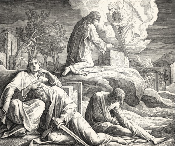 The Agony in the Garden of Gethsemane, New Testament, by Julius Schnorr von Carolsfeld, 1860