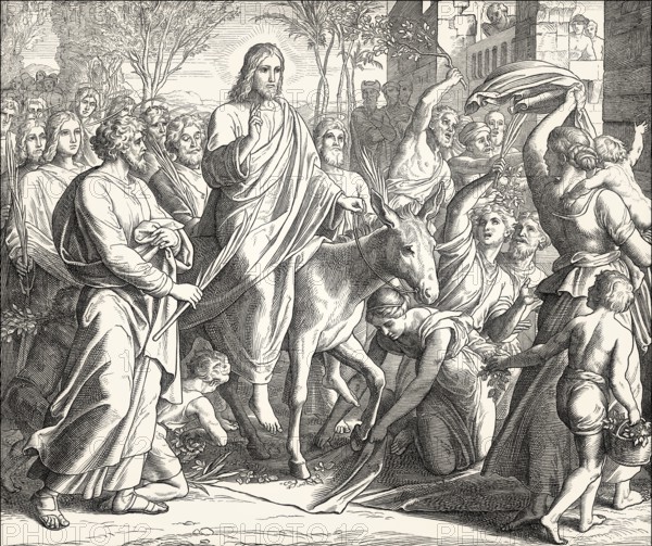 Jesus' Triumphal Entry into Jerusalem, New Testament, by Julius Schnorr von Carolsfeld, 1860