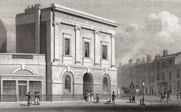 Asylum for the Indigent Blind, Westminster Road, London, illustration by Th. H. Shepherd, 1828