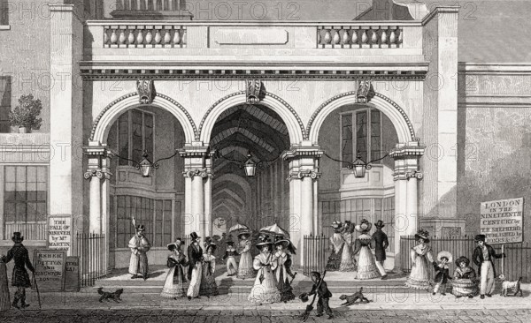 Burlington Arcade, London, UK, illustration by Th. H. Shepherd, 1826