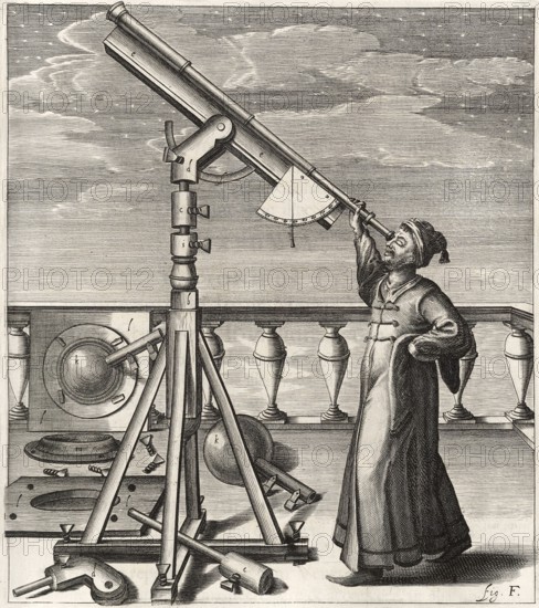 Title picture of Selenographia, description of the moon, book by Johannes Hevelius, 1647