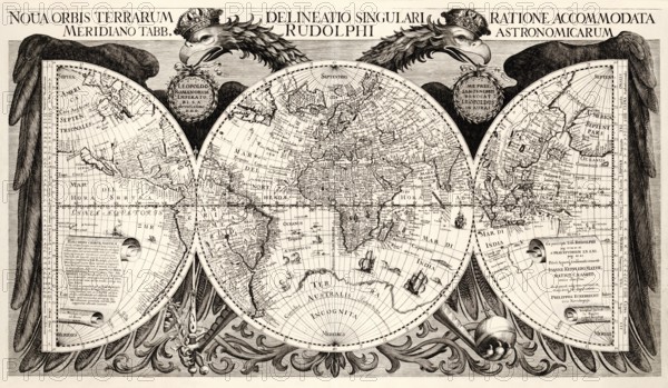 Noua orbis terrarum, modern depiction of the world, by Philippus Eckebrecht, 1630