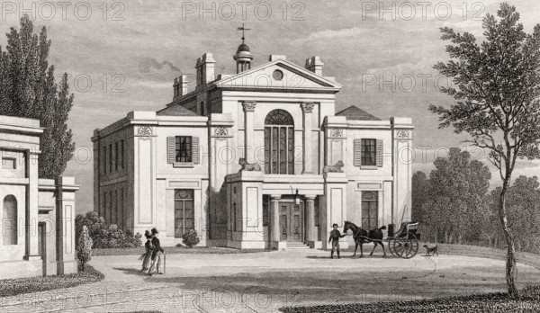 Villa in the Regent's Park, London, UK, illustration by Th. H. Shepherd, 1826