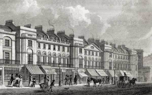 Part of the east side, Regent Street, London, UK, illustration by Th. H. Shepherd, 1826