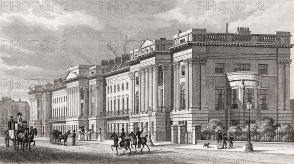 Cornwall Terrace, Regent's Park, London, UK, illustration by Th. H. Shepherd, 1826
