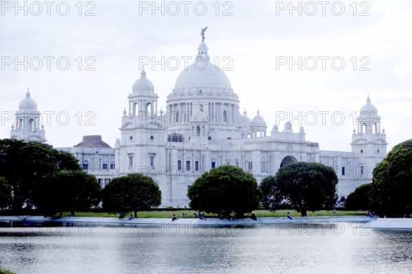 Heritage building Victoria Memorial built in 1921 at Dusk, Kolkata Calcutta, West Bengal, India,