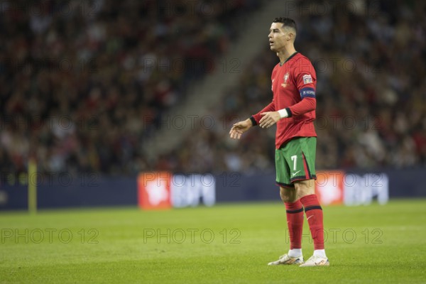 Football match, captain Cristiano RONALDO CR7 Portugal in front of the free kick with view to the
