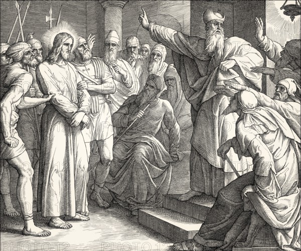 Sanhedrin trial of Jesus, New Testament, by Julius Schnorr von Carolsfeld, 1860