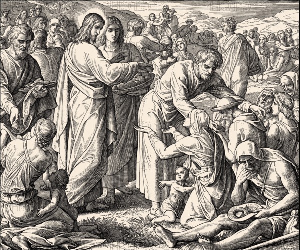The Feeding of the 5, 000 people, New Testament, by Julius Schnorr von Carolsfeld, 1860
