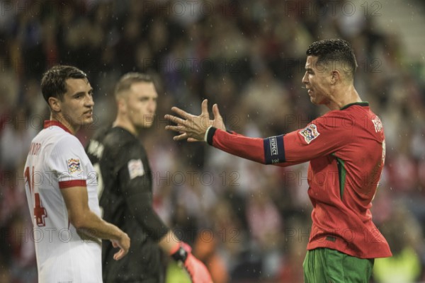 Football match, captain Cristiano RONALDO CR7 Portugal r. protests energetically and angrily with