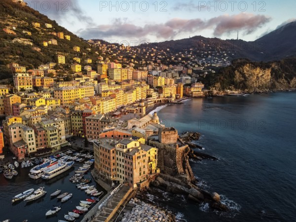 Sunset on the seaside of Camogli