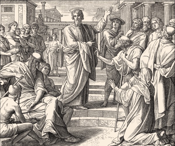 The Areopagus sermon, New Testament, by Julius Schnorr von Carolsfeld, 1860