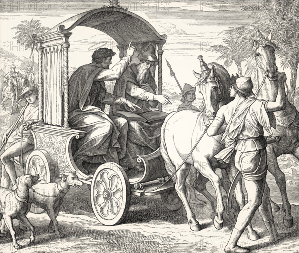 Philip the Evangelist and the Ethiopian Eunuch, New Testament, by Julius Schnorr von Carolsfeld,