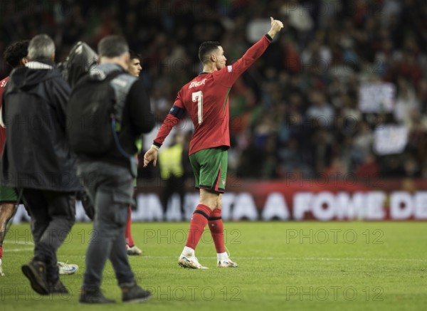 Football match, captain Cristiano RONALDO CR7 Portugal looks after the end of the match and victory