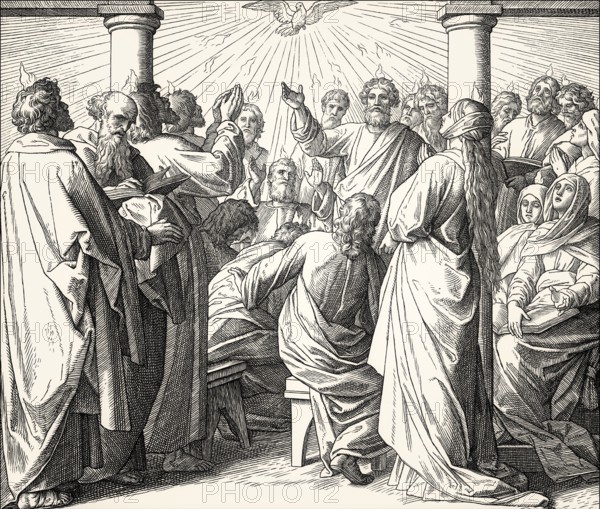 Pentecost, the descent of the Holy Spirit upon the Apostles, by Julius Schnorr von Carolsfeld, 1860