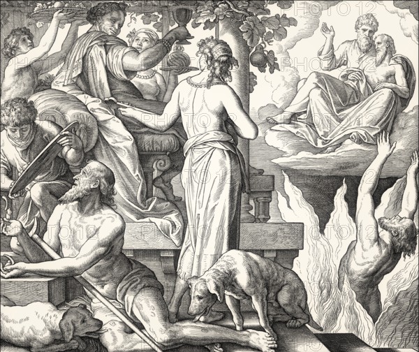The parable of the rich man and Lazarus, New Testament, by Julius Schnorr von Carolsfeld, 1860