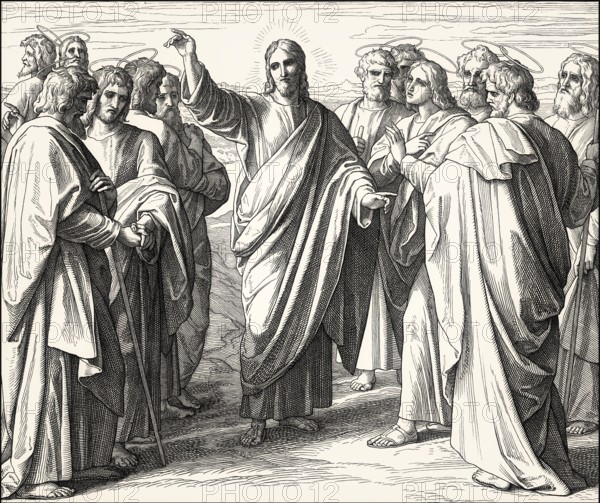 Jesus Sends out the Twelve Disciples, New Testament, by Julius Schnorr von Carolsfeld, 1860