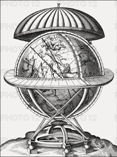 Celestrial globe, after Tycho Brahe Astronomiæ instauratæ mechanica, 1598
