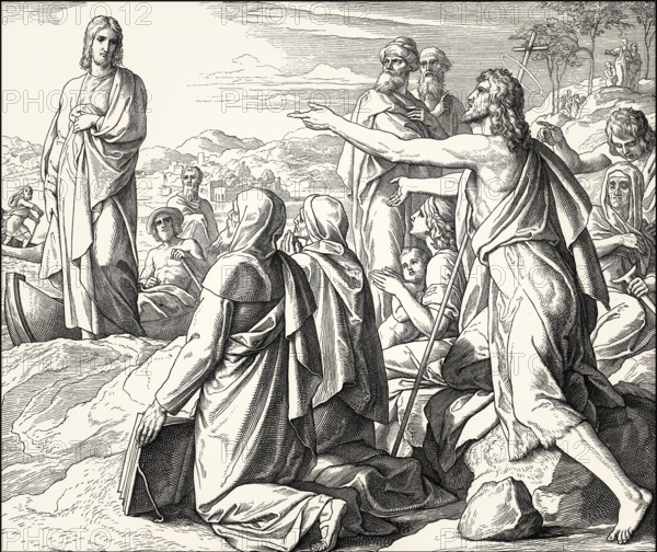 Witness of John the Baptist, New Testament, by Julius Schnorr von Carolsfeld, 1860