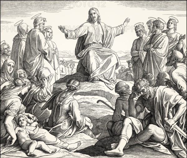 The Sermon on the Mount, New Testament, by Julius Schnorr von Carolsfeld, 1860
