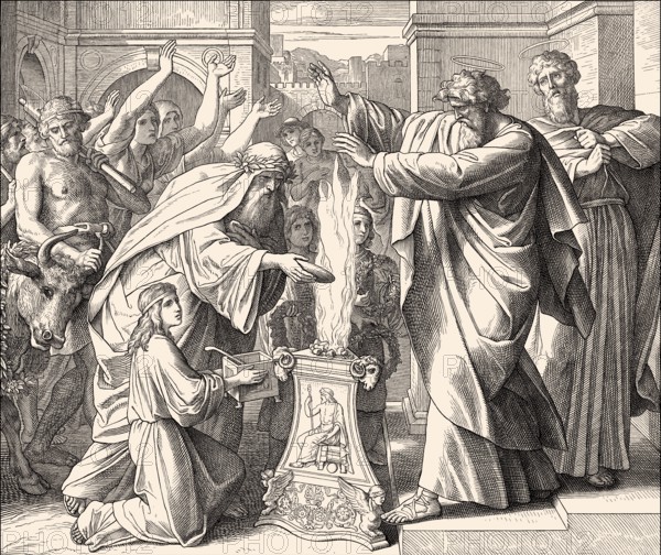 Paul and Barnabas in Lystra, New Testament, by Julius Schnorr von Carolsfeld, 1860