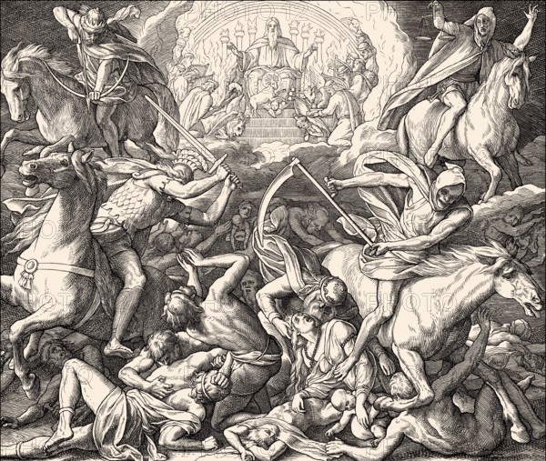 The Four Horsemen of the Apocalypse, Book of Revelation, New Testament, by Julius Schnorr von
