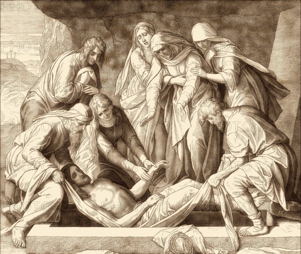 The Burial of Jesus, New Testament, by Julius Schnorr von Carolsfeld, 1860