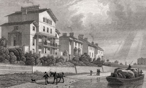 Park Village East, Regent's Park, London, UK, illustration by Th. H. Shepherd, 1826