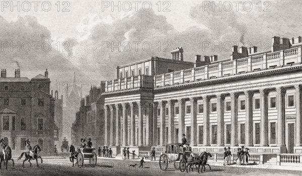 New Treasury Building, Whitehall, London, illustration by Th. H. Shepherd, 1828