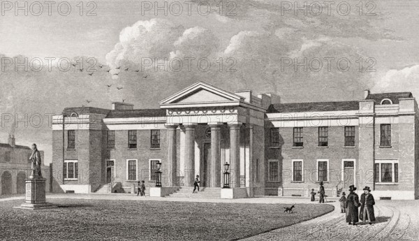 Haberdasher's Alms Houses, Hoxton, London, UK, illustration by Th. H. Shepherd, 1826