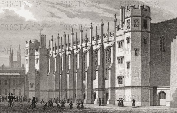 The New Hall, Christ's Hospital, London, UK, illustration by Th. H. Shepherd, 1826