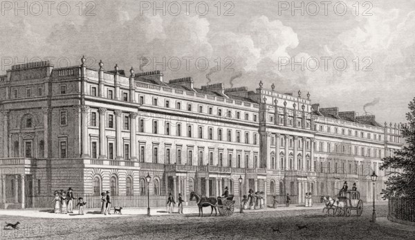 North East side of Belgrave Square, London, illustration by Th. H. Shepherd, 1828