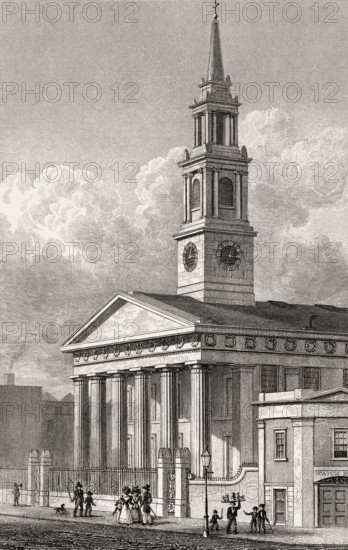 St John's Church, Waterloo Road, London, illustration by Th. H. Shepherd, 1828