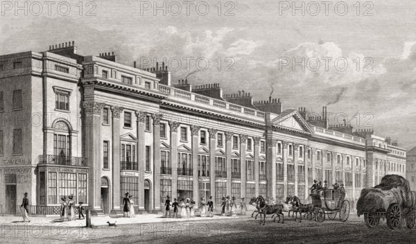 Part of the west side, Regent Street, London, UK, illustration by Th. H. Shepherd, 1826