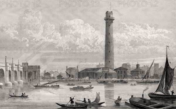 The New Shot Mill, London, illustration by Th. H. Shepherd, 1828
