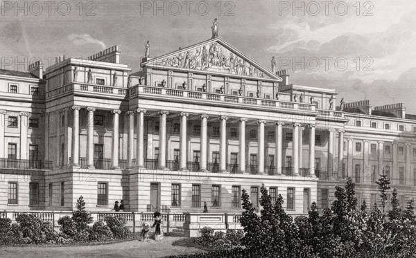 Cumberland Terrace, Regent's Park, London, UK, illustration by Th. H. Shepherd, 1826