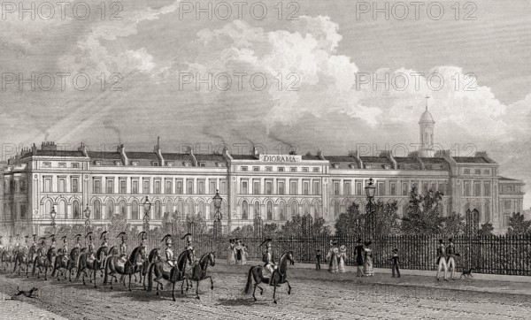 Park Square East side with Diorama, London, UK, illustration by Th. H. Shepherd, 1826
