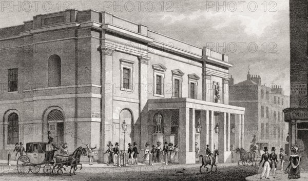 The Theatre Royal, Drury Lane, London, UK, illustration by Th. H. Shepherd, 1826